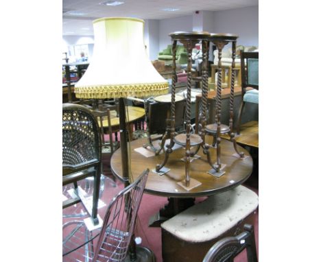 A Late XX Century Stained Hardwood Circular Topped Table, moulded edge, over central shaped pedestal with cross base, diamete