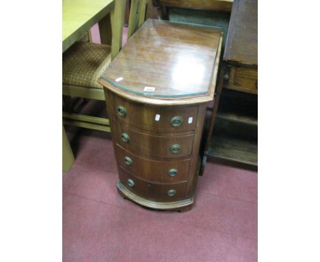 An Early XX Century Mahogany Bow Fronted Bedside Chest of Four Drawers, having later ring handles on bracket feet.