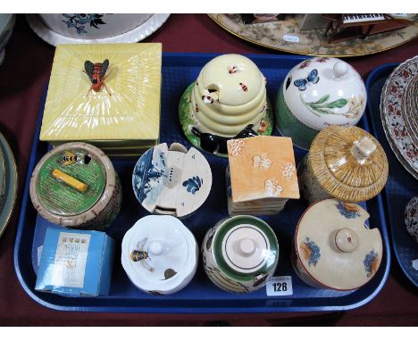 Honey Pots- Eleven to include Border Fine Arts, Wedgwood Sarah's Garden, Worcester Evesham Orchard and Delft examples:- One T