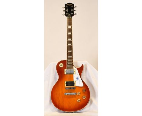 This guitar is a fabulous item of memorabilia which has been signed on the scratch plate by JOE WALSH. He was famously a band