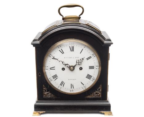 Rivers & Son, London, a Georgian ebonised verge bracket clock: the eight-day duration, five-pillar movement having a verge es