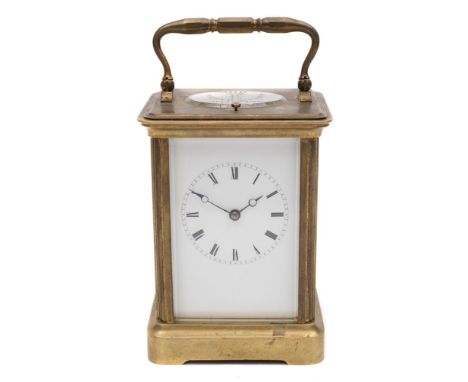 Delépine-Canchy, a French Corniche carriage clock: the eight-day duration movement having a silvered platform lever escapemen