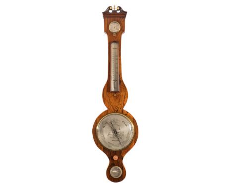 Agostino Maspoli, a rosewood wheel barometer: having an eight-inch round silvered dial with blued steel hand and brass pointe