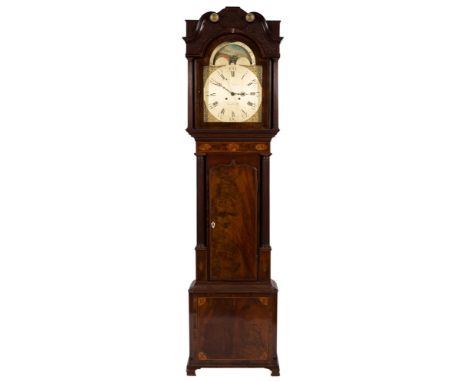 Robert Sutton, Stafford, a moonphase longcase clock: the eight-day duration movement striking the hours on a bell with a wood