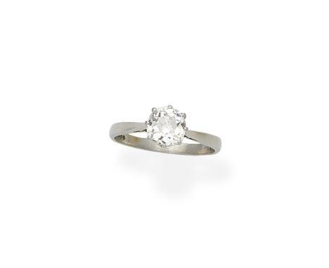 Diamond single-stone ring, 1996Set with a cushion-shaped diamond, mounted in platinum, diamond approx. 1.40cts total, London 