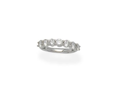 Diamond ringSet with seven brilliant-cut diamonds, diamonds approx. 1.55cts total, maker's mark (rubbed), French assay mark, 