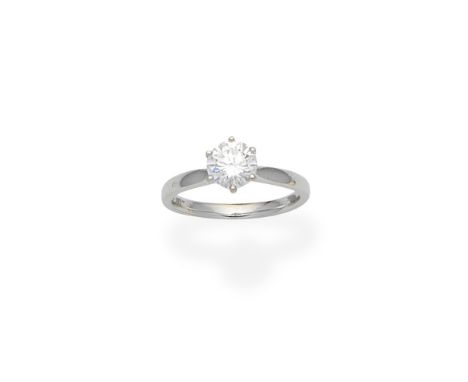 Diamond single-stone ringSet with a brilliant-cut diamond weighing 1.15 carats, mounted in 18 carat white gold, UK hallmark, 