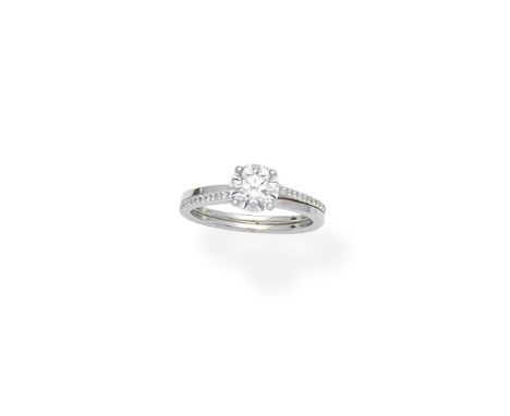 De Beers: 'The Promise Solitaire' diamond single-stone ringSet with a brilliant-cut diamond, weighing 1.28 carats, between ti