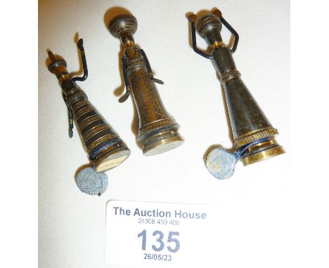 Vintage 1960s Hans Teppich miniature brass figures x 3 - made in Israel - two labelled under as Deborah and Josua