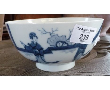 Chinese blue &amp; white figures bowl, 6 character marks, 15cm diameter