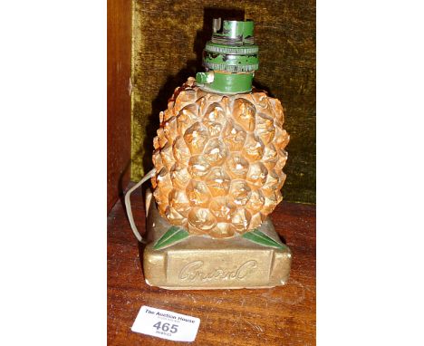 Vintage chalkware Britvic advertising table lamp base in the form of a pineapple