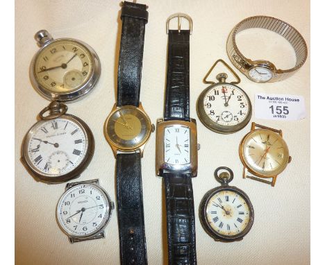 Army Services chrome pocket watch (A/F), Kendal &amp; Dent hallmarked silver pocket watch, an Ingersoll Midget WW1 trench wat