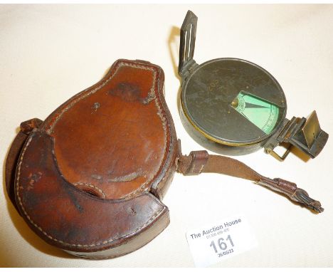J. Hicks military prismatic marching compass and clinometer with leather case (c.WW1)