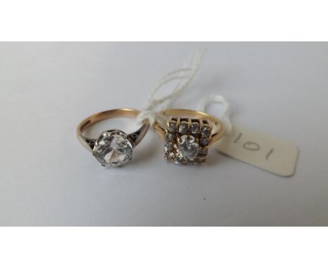 2 9ct. white stone dress rings, size K 6g.    