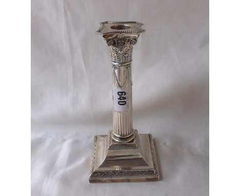 Single corinthian column candle stick 7.5" high Sheff  1912 by HE        