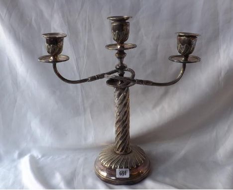 Large plated 3 light candelabrum 15" wide     