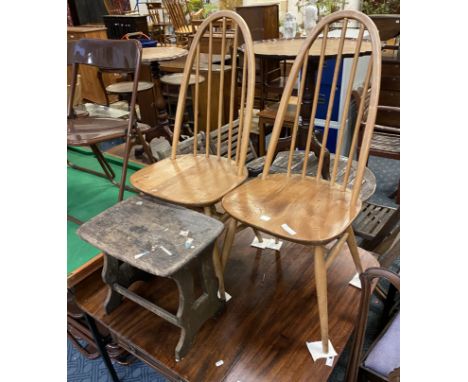 PAIR OF ERCOL CHAIRS &amp; SIDE TABLE 