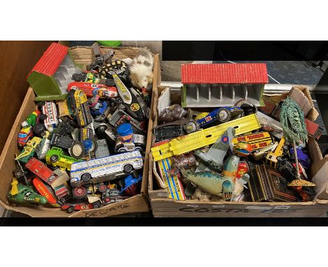 TWO TRAYS OF MODEL CARS &amp; TOYS