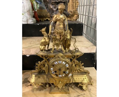 FRENCH FIGURAL MANTLE CLOCK 40CMS (H) APPROX A/F 
