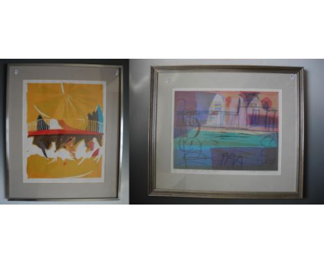 Pair of prints, to include one LOUISE DAVIES framed, glazed, signed and numbered, 20th Century, print on paper, title to moun
