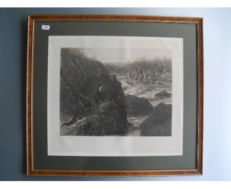 GEORGE EARL (1824-1908) Framed, glazed, signed, 19th Century, colour print, sporting scene depicting a hunter and pack of dog