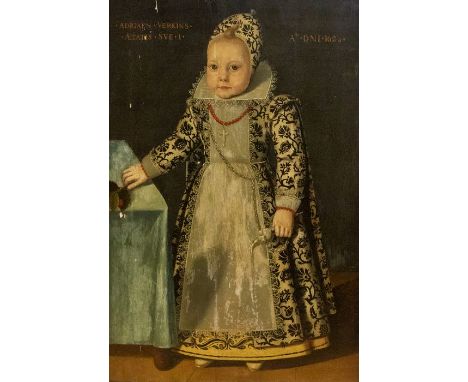 Dutch School a full length portrait of a boy oil on panel 79 x 53cm Sitter Adriaen Vekins 1626Provenance Christies 1970s and 