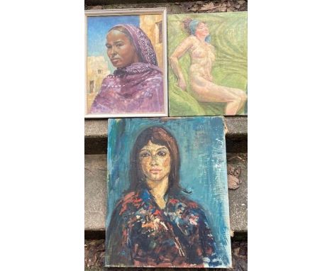 Three modern British oil portrait studies