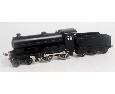 A Bassett-Lowke clockwork repainted black Prince Charles engine and tender (FGR)
