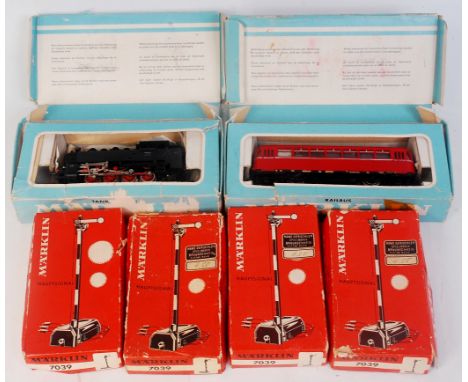 Marklin HO Scale Boxed Locomotive and Signals Group, to include No.3031, 0-8-0 Tank Locomotive, Black body with red wheels (G