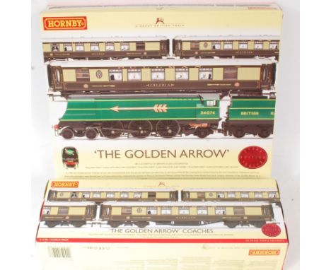 Hornby OO Gauge Train and Coach Packs consisting of "The Golden Arrow" R2369 with 4-6-2 Loco and Tender Battle of Britain Cla