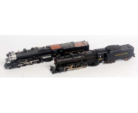 A Bachmann Spectrum H0 Pennsylvania RR K4 4-6-2 No. 1361 in black/silver (G, no box), and a white metal kit built Pennsylvani