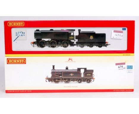A Hornby R2506 BR black class M7 tank engine, factory weathered finish (M-BM) together with a class Q1 BR weathered black No.