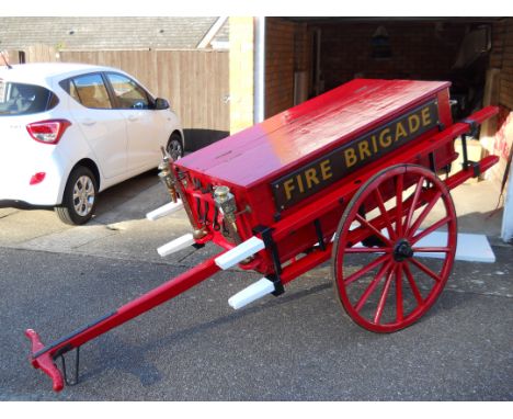 A circa 1880 Shand Mason Hose Cart, fully restored and finished in red, black and white, very well detailed with Fire Brigade