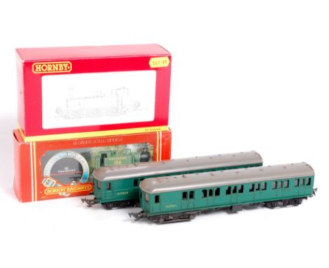 A Triang 2 car EMU, Mk 2 couplings, good for  age (G) together with Hornby R261 Southern green class E2 tank engine (G-BF) an