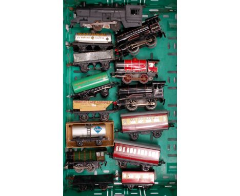 A large tray of mainly Hornby postwar items including 2x type 50 black BR c/w locos only (G),  red M1 loco only (G), No. 41 1