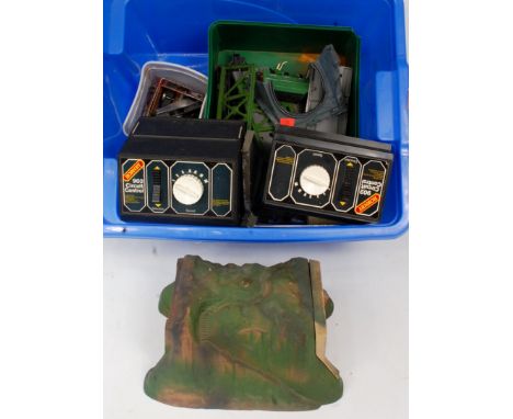 2 crates containing a quantity of controllers, electrical switches and equipment, tools, locomotive and other components, cat