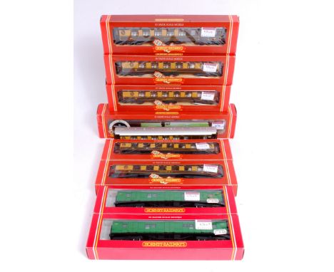 Hornby R374 malachite green Southern Railway 'Spitfire' engine and tender (G-BG) sold with 2 R178 bogie baggage vans (M-BM), 