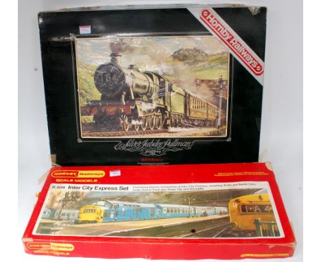 A Hornby R504 InterCity Express set box, containing only the 4 IC blue/grey coaches, no engine track or controller (G,BF), an
