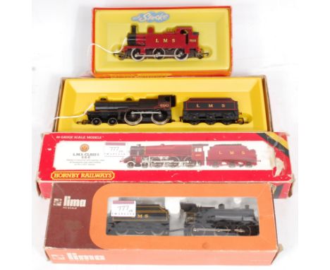 A Hornby R52 'Jinty' 0-6-0T in LMS Red No. 7606 (G,BG), R450 Fowler Class 2P in LMS Black No. 690 (G,BG), R842 Stanier Class 