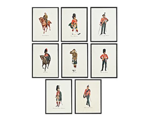 Anon THE UNIFORMS OF THE SCOTTISH REGIMENTS OF THE BIRTISH ARMY 1914, 8 PRINTS London: EPC, 1948 First edition. Coloured unif
