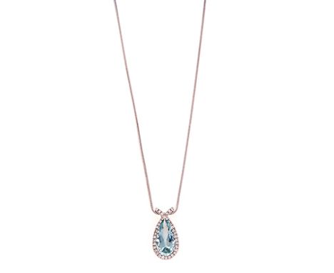 AN AQUAMARINE AND DIAMOND PENDANT centred with a pear-shaped mixed-cut aquamarine weighing approximately 9.07cts, the conform