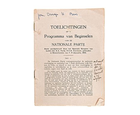 Anon OFFICIAL PAMPHLET OF THE SPECIAL CONGRESS OF MEMBERS OF THE SOUTH AFRICAN PARTY OF THE O. F. S. HELD AT BLOEMFONTEIN 7 -