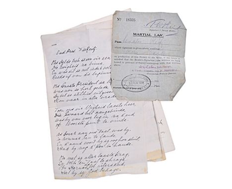 de Villiers, Abraham OUD PRES. F. W. REITZ (POEM) Stellenbos: 21/4/1934 Handwritten manuscript, three pages, poem in High Dut
