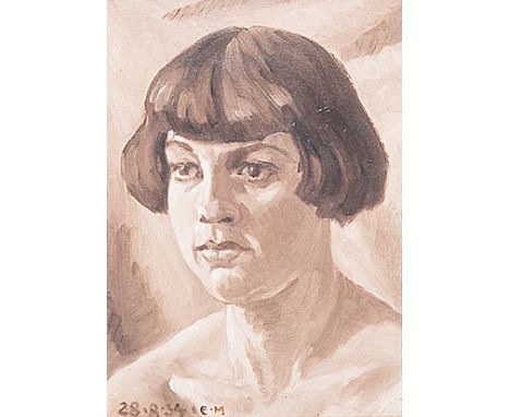 Erich (Ernst Karl)  Mayer (South African 1876-1960) PORTRAIT signed with the artist's initials and dated 28.8.34 oil on canva