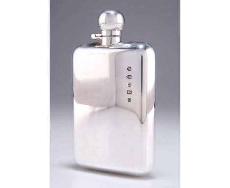 AN ELIZABETH II SILVER SPIRIT FLASK by Carr's of Sheffield Ltd, Sheffield 2014, plain rectangular, shaped for the hip, bayone