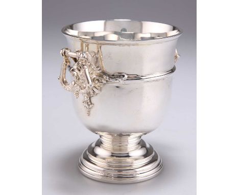 A GEORGE V SILVER ICE BUCKET by Mappin &amp; Webb Ltd, Birmingham 1928, of small proportions, with hinged handles. 11cm high,