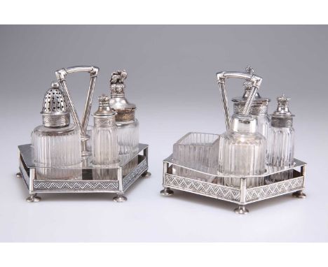 † A NEAR PAIR OF VICTORIAN SCOTTISH SILVER CRUETS the first by Mackay, Cunningham &amp; Co, Edinburgh 1886; the second by Mar