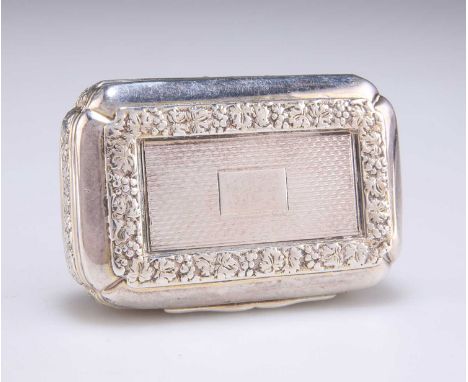 A GEORGE III SILVER SNUFF BOX by Thomas Pemberton &amp; Robert Mitchell, London 1814, rectangular with inverted corners and h