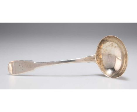 A GEORGE III SILVER SAUCE LADLE by William Eley I &amp; William Fearn, London 1816, Old English pattern, monogrammed. 17.5cm 