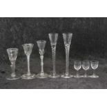 A group of 18th/19th Century glass, probably Dutch, comprising a group of air twist cordial